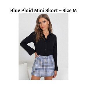 Blue Plaid Mini Skort - Size (M)